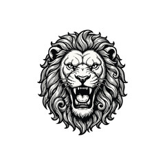 Obraz premium Fierce lion head illustration with detailed mane