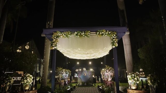 Luxury Indian Wedding Decor with Floral Mandap, Elegant Stage Design, Traditional Ceremony Setup, and Grand Celebration Venue Decoration