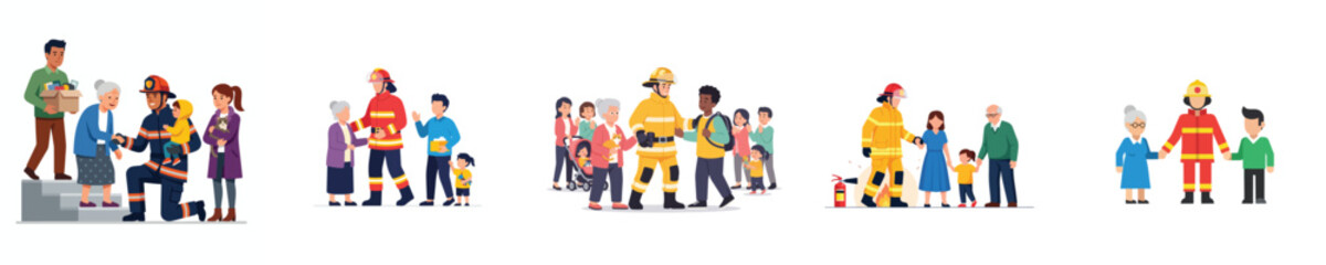 Fototapeta premium Diverse Group of Community Members Interacting with Professional Firefighters During Public Safety and Educational Outreach Programs