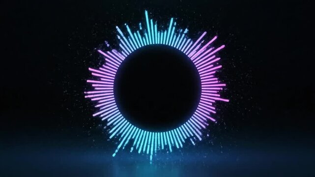 Sound wave isolated on black background with line digit C VSRExport showing the rhythm and frequency of audio activity in a circular design