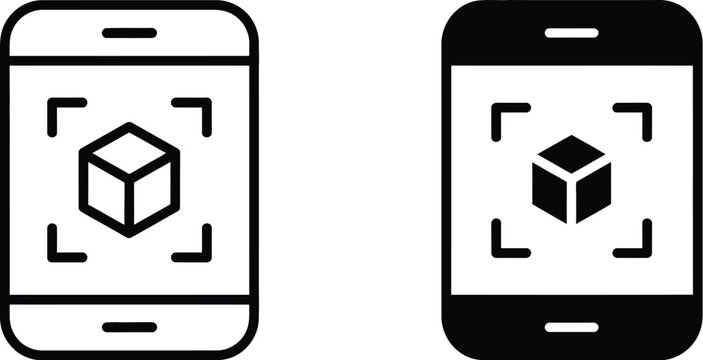 AR Apps Icon Illustration Vector Set in Glyph and Line Styles for Augmented Reality Applications.