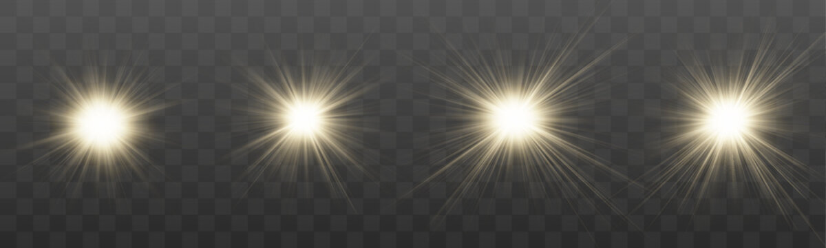 Golden light beams cut through soft cloudy atmosphere. Floating sparkles add magical luminous depth. Vector graphics for elegant creative visuals.