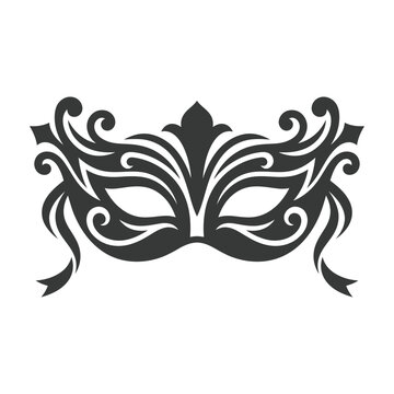 Black venetian mask decorative silhouette illustration with masquerade ball white background venetian masquerade silhouette carnival festival