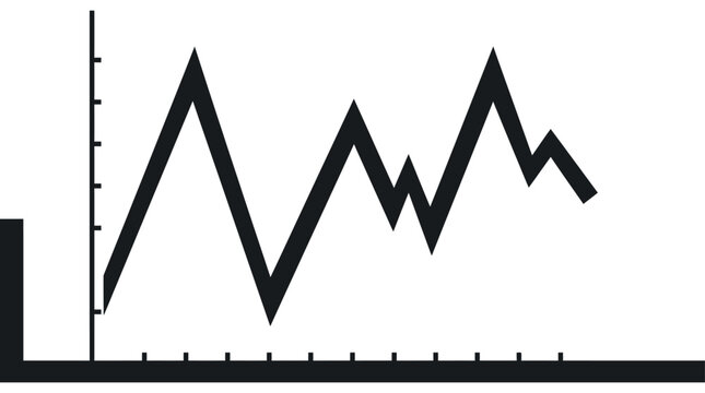 Fluctuating Line Graph With Vertical Axis Black Silhouette