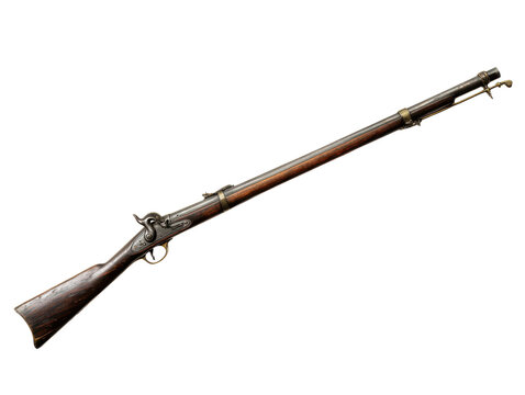 Musket Vintage Rifle Isolated on Transparent Background for Projects