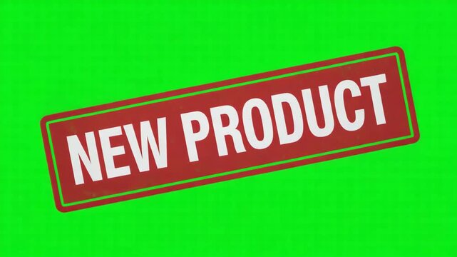 Red new product stamp on green background for marketing and advertising 4k video