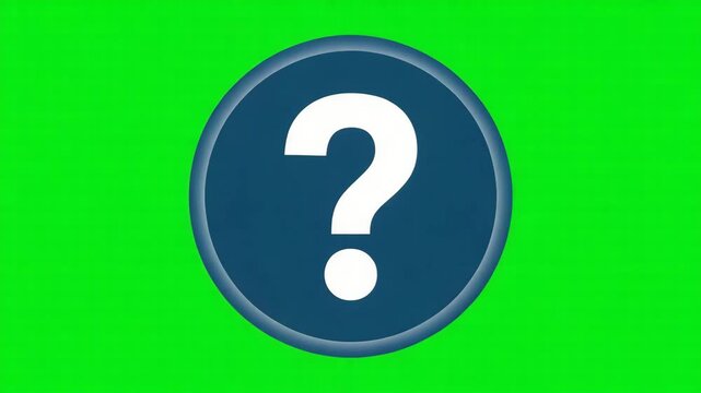 A blue oval icon with a white question mark on a green background symbolizing inquiry or confusion 4k video