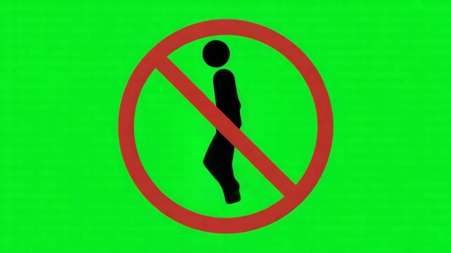 No pedestrians walking forbidden sign icon animated on green screen background 4K video pedestrian prohibited warning restriction chroma pedestrian prohibited warning 4K video