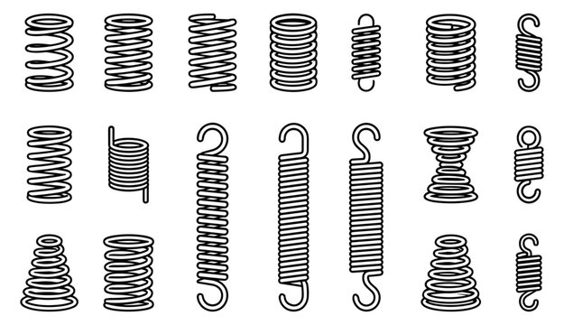 Metal spring coil and outline tension element set
