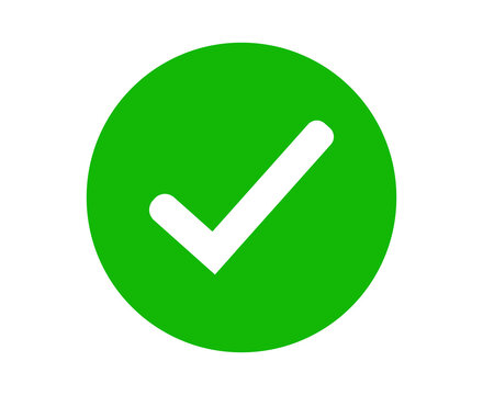 Green circle icon with a white check mark symbol for success and approval 