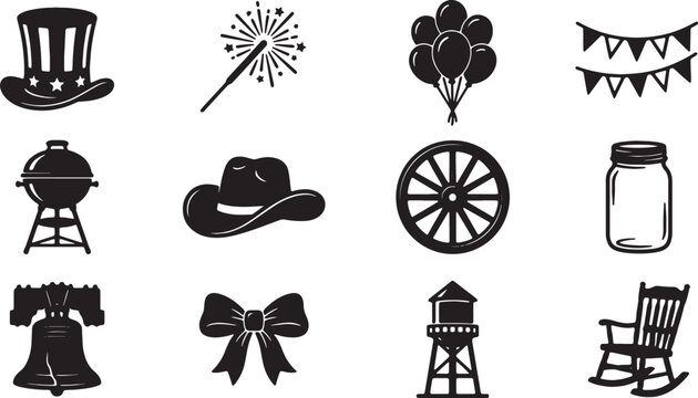 American lifestyle and backyard party silhouette collection for country style events.