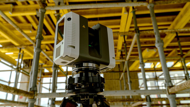 Professional laser scanner mounted on tripod
