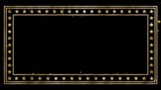 Elegant golden star overlay frame designed for title placement, award graphics, gala announcements, and premium event presentations with chroma key compatibility