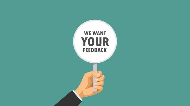 we want your feedback video animation concept