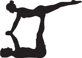 Fototapeta premium Silhouette Yoga Pose Downward Dog Exercise Fitness Stretch Black and White Minimalist