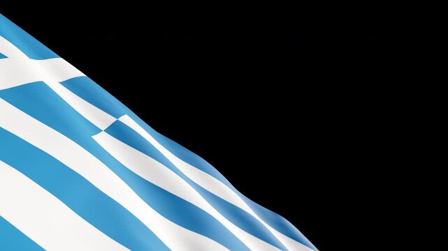 Greek Flag Waving with Alpha Channel Transparent Background