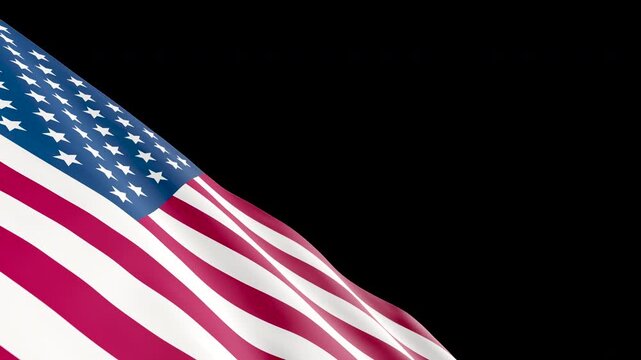 American Flag Waving with Alpha Channel Transparent Background