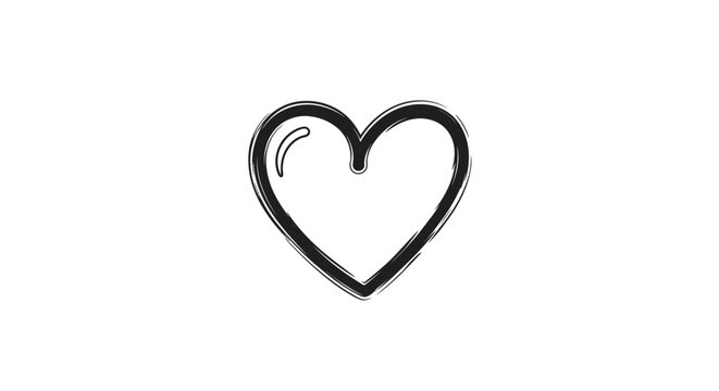Thick black heart outline shape icon illustration.