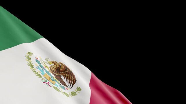 Mexican Flag Waving with Alpha Channel Transparent Background