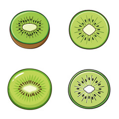 Fototapeta premium Fresh kiwi fruit slices arranged in a simple graphic composition for healthy food concepts