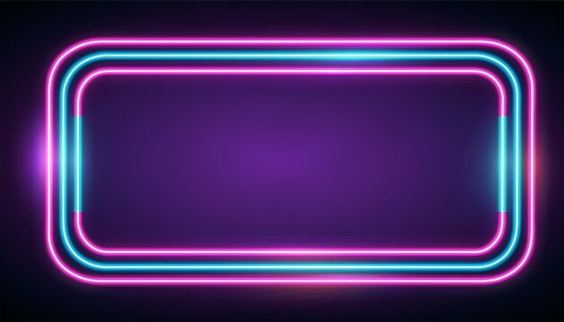 rectangle neon frame editable stroke line