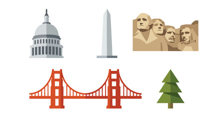 Fototapeta premium Collection of Famous American Landmarks and Symbols.