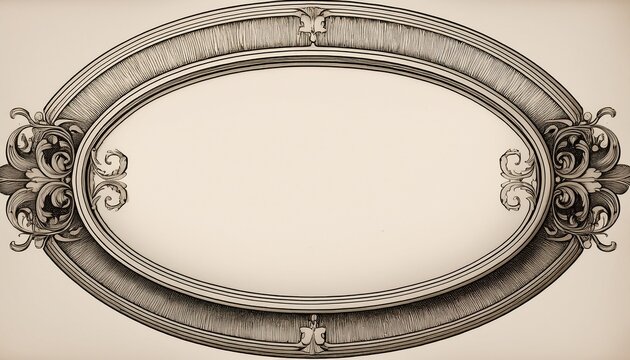 rococo oval cartouche frame with engraving scroll border