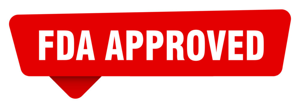 fda approved red sticker isolated on transpatent background. fda approved sign