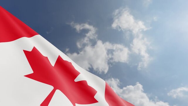 Canadian Flag Waving In Wind with Copy Space