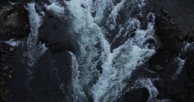 River flow view from a bridge in the evening