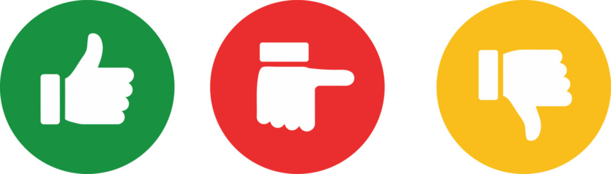 Three circular icons representing like dislike neutral