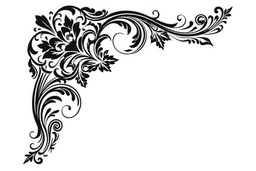 Fototapeta premium a filigree heraldic crest calligraphic motif floral silhouette line art vector illustration
