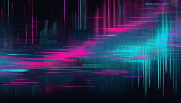 glitch abstract static distortion interference scanline texture background with cyan and magenta streak on black cold mood