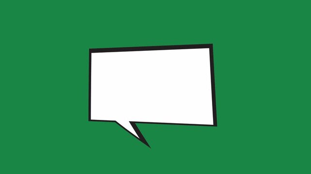 Hand Drawn Wide Rectangular Speech Bubble Animation on Green Screen Overlay