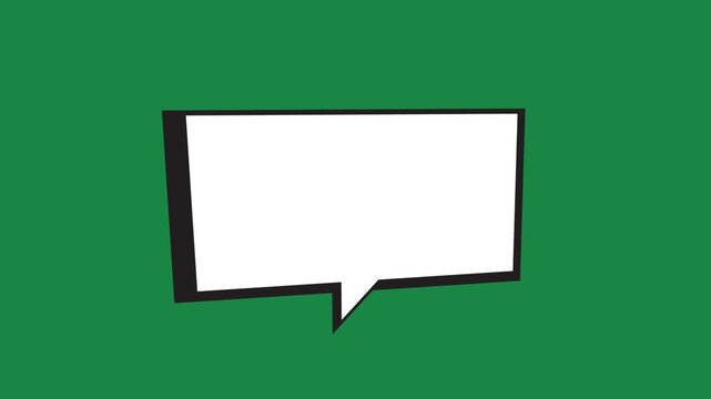 Hand Drawn Boxy Speech Bubble with Shadow Animation on Green Screen Overlay