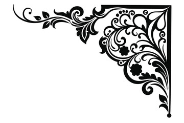 Fototapeta premium a filigree heraldic crest calligraphic motif floral silhouette line art vector illustration