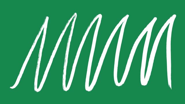 Hand Drawn White Dense Zigzag Scribble Animation on Green Screen Overlay