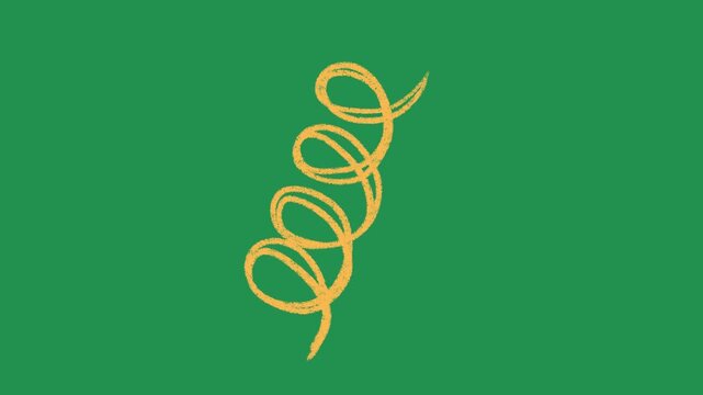 Hand Drawn Yellow Spring Coil Scribble Animation on Green Screen Overlay