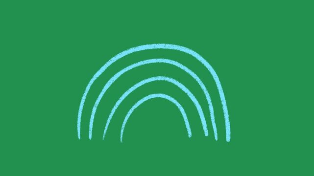 Hand Drawn Three Layer Blue Rainbow Animation on Green Screen Overlay