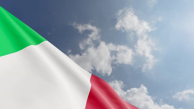 Italian Flag Waving In Wind with Copy Space