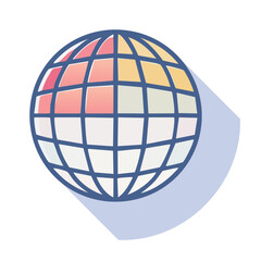 Obraz premium Flat design globe icon with shadow