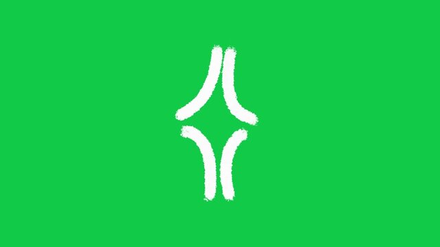 Hand Drawn Anime Anger Vein Symbol Animation on Green Screen Overlay