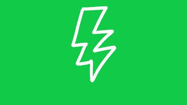 Hand Drawn Lightning Bolt Flash Animation on Green Screen Overlay