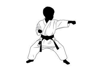 Fototapeta premium Silhouette of a person in karate pose