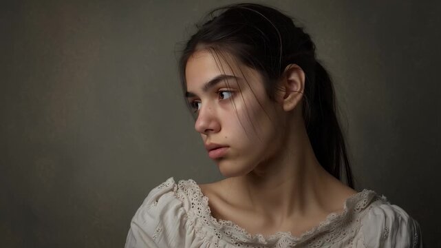 PRIMO PIANO DI RAGAZZA DELL'ANTICA ROMA