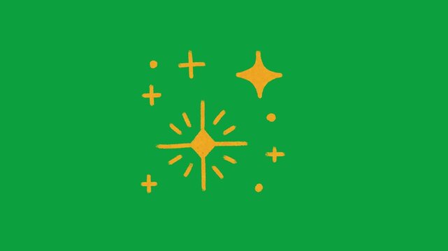 Hand Drawn Magic Sparkle and Twinkle Star Animation on Green Screen Overlay