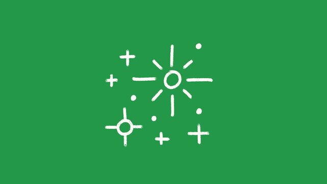 Hand Drawn Magic Sparkle and Twinkle Star Animation on Green Screen Overlay