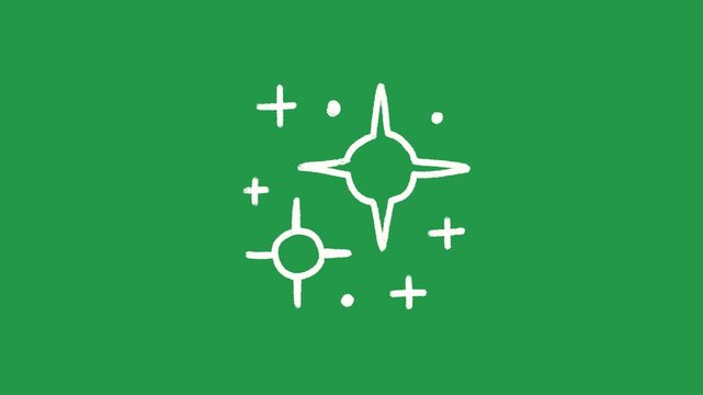 Hand Drawn Magic Sparkle and Twinkle Star Animation on Green Screen Overlay
