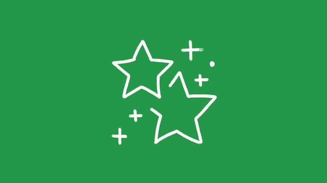 Hand Drawn Magic Sparkle and Twinkle Star Animation on Green Screen Overlay