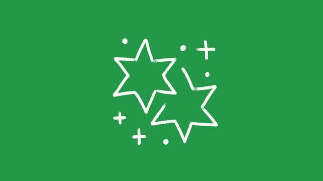 Hand Drawn Magic Sparkle and Twinkle Star Animation on Green Screen Overlay